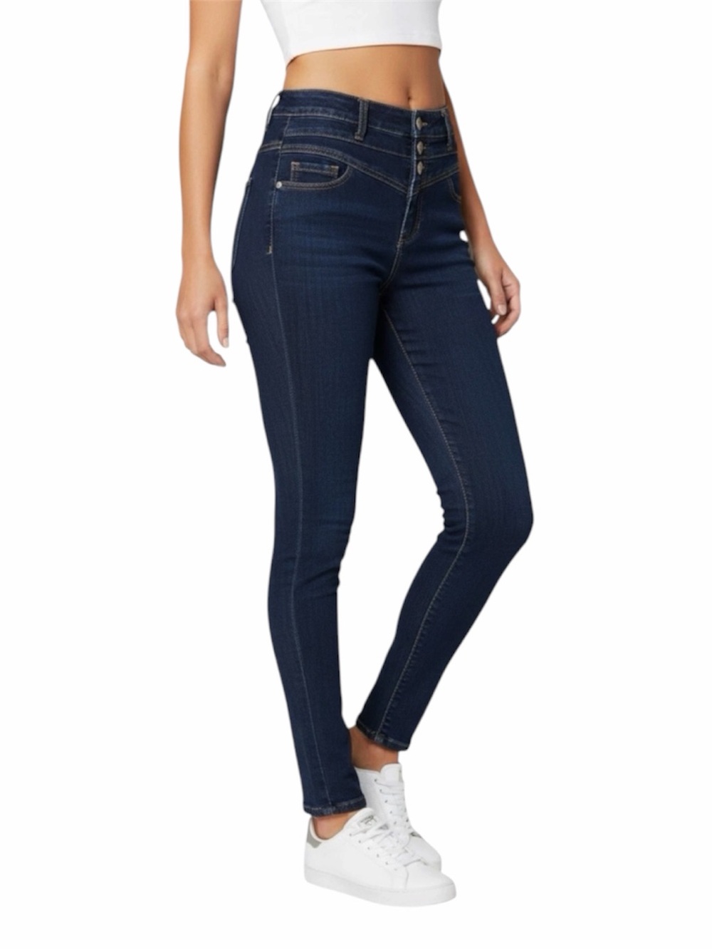 BONGO High Waisted Skinny Triple Button Jeans Dark Wash Size 5 (26x30)